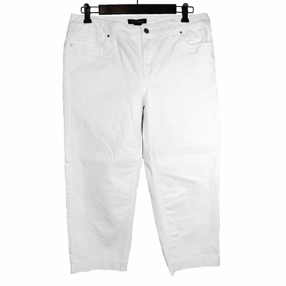 Amazing WHBM Blanc White Denim Raw Hem Cuffs Capri Jeans Size 10 GUC - Picture 1 of 14